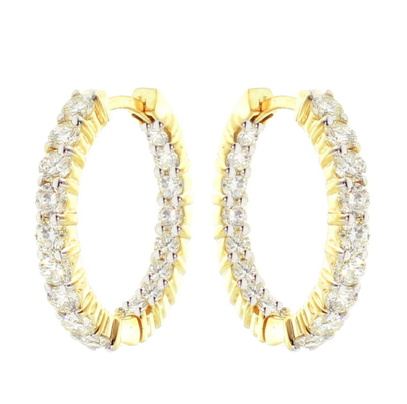 2.15 CT Inside/Outside Diamond Hoops in 14k White/Yellow Gold