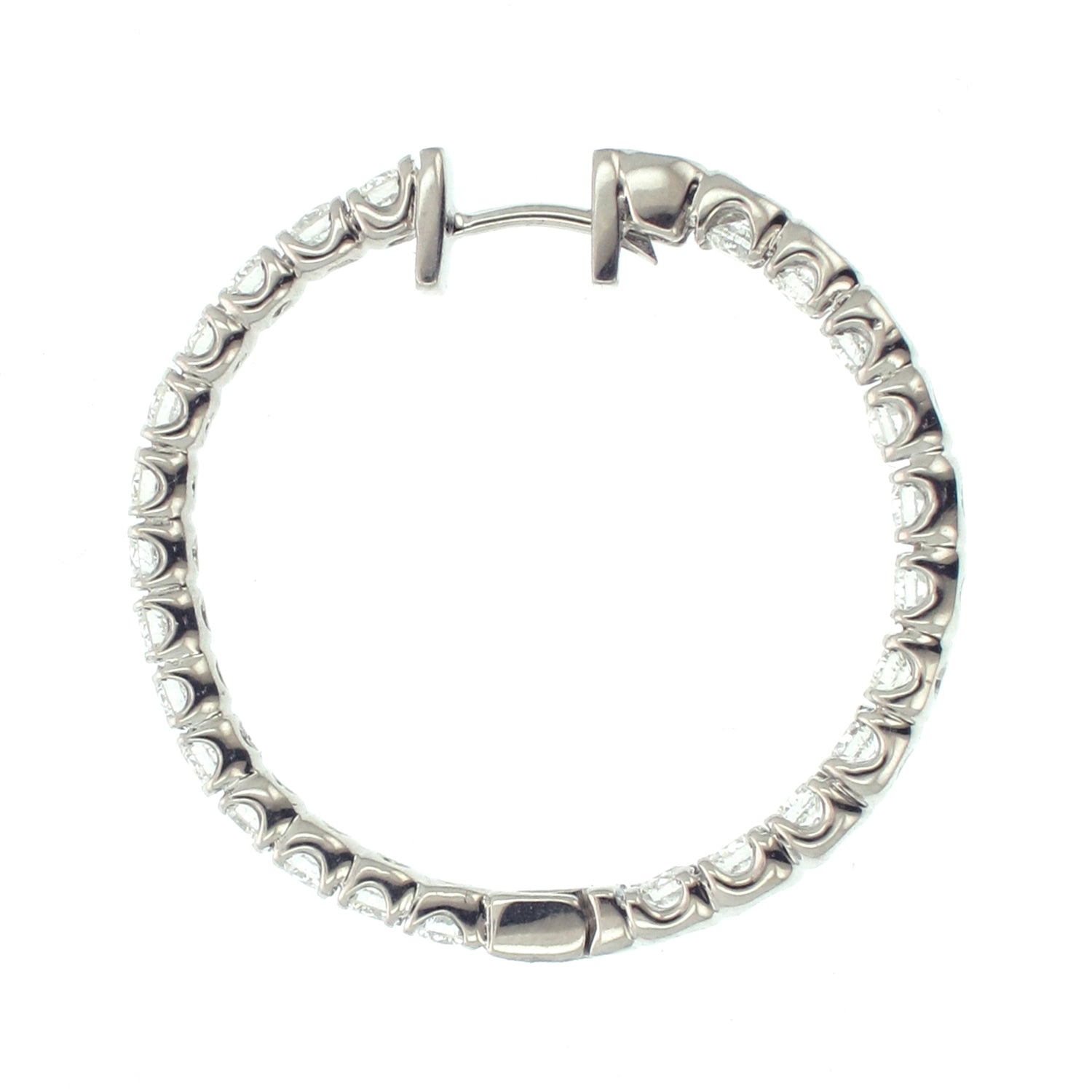 4.00 CT Inside/Outside U-Prong Set Diamond Hoops in 14k White Gold