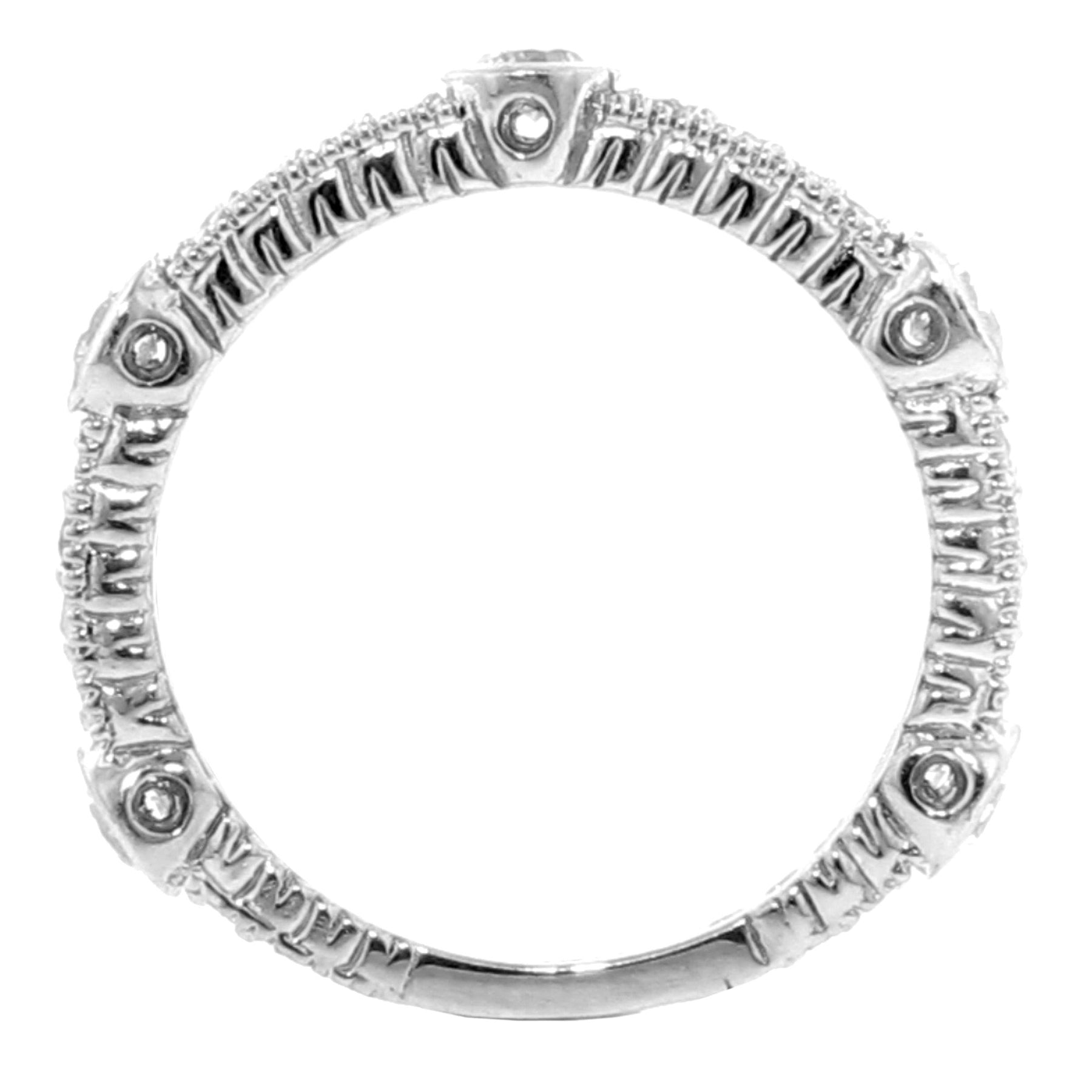 0.64 CT Bezel Prong Set Diamond Wedding Ring in 14k White Gold