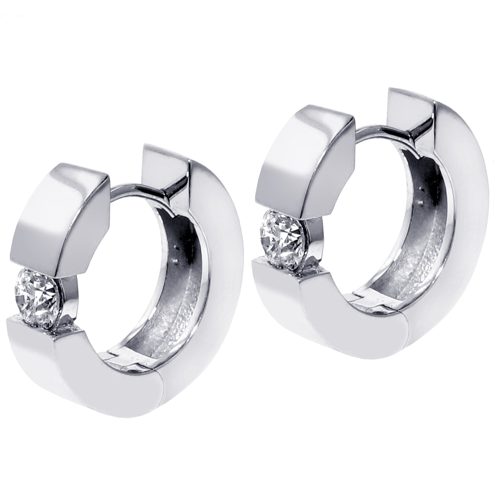 0.65 CT Large Diamond Hoops/Huggies in 14k White/Yellow Gold