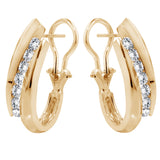 1.00 CT Channel Set Diamond Huggie Earrings in 14k White/Yellow Gold