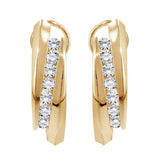 1.00 CT Channel Set Diamond Huggie Earrings in 14k White/Yellow Gold