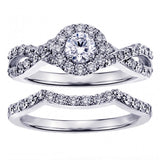 1.10 CT Braided Round Cut Diamond Engagement Wedding Band Set