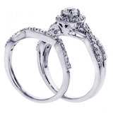 1.10 CT Braided Round Cut Diamond Engagement Wedding Band Set