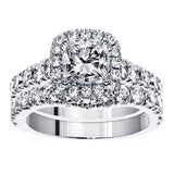 3.28 CT Prong Set Princess Cut Diamond Encrusted Engagement Bridal Set
