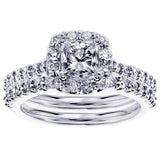 1.65 CT Halo Princess Cut Diamond Engagement Bridal Set in 14k White/Yellow/Rose Gold