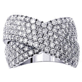 2.65 CT Diamond Crossover Anniversary Ring in 14k White Gold Pave Setting