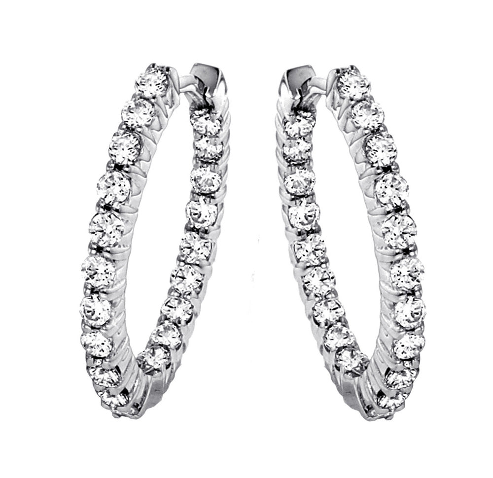 1.65 CT Diamond Inside/Outside 14k White/Yellow Gold Hoop Earrings