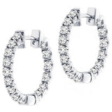3.00 CT Inside/Outside U-Prong Set Diamond Hoops in 14k White/Yellow Gold