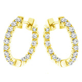 3.00 CT Inside/Outside U-Prong Set Diamond Hoops in 14k White/Yellow Gold