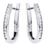 0.80 CT Channel Set Diamond Hoop Earrings in 14k White Gold
