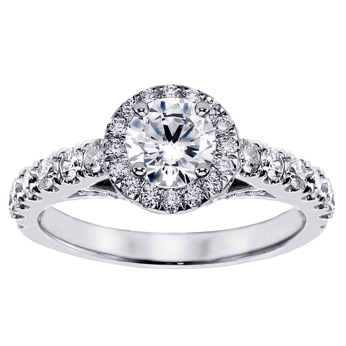 3.00 CT Prong Set Brilliant Cut Large Diamond Encrusted Engagement Bridal Set in 14k White Gold