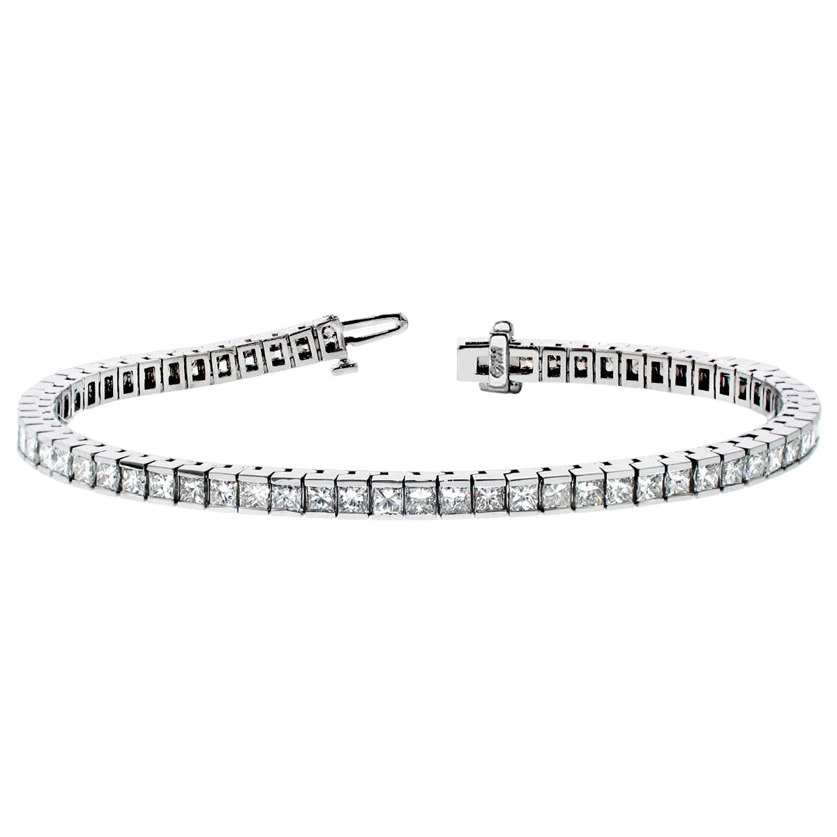 5.00 CT Princess-Cut Diamond Tennis Bracelet in 14k White Gold (F-G-color/VS2-SI1-clarity)