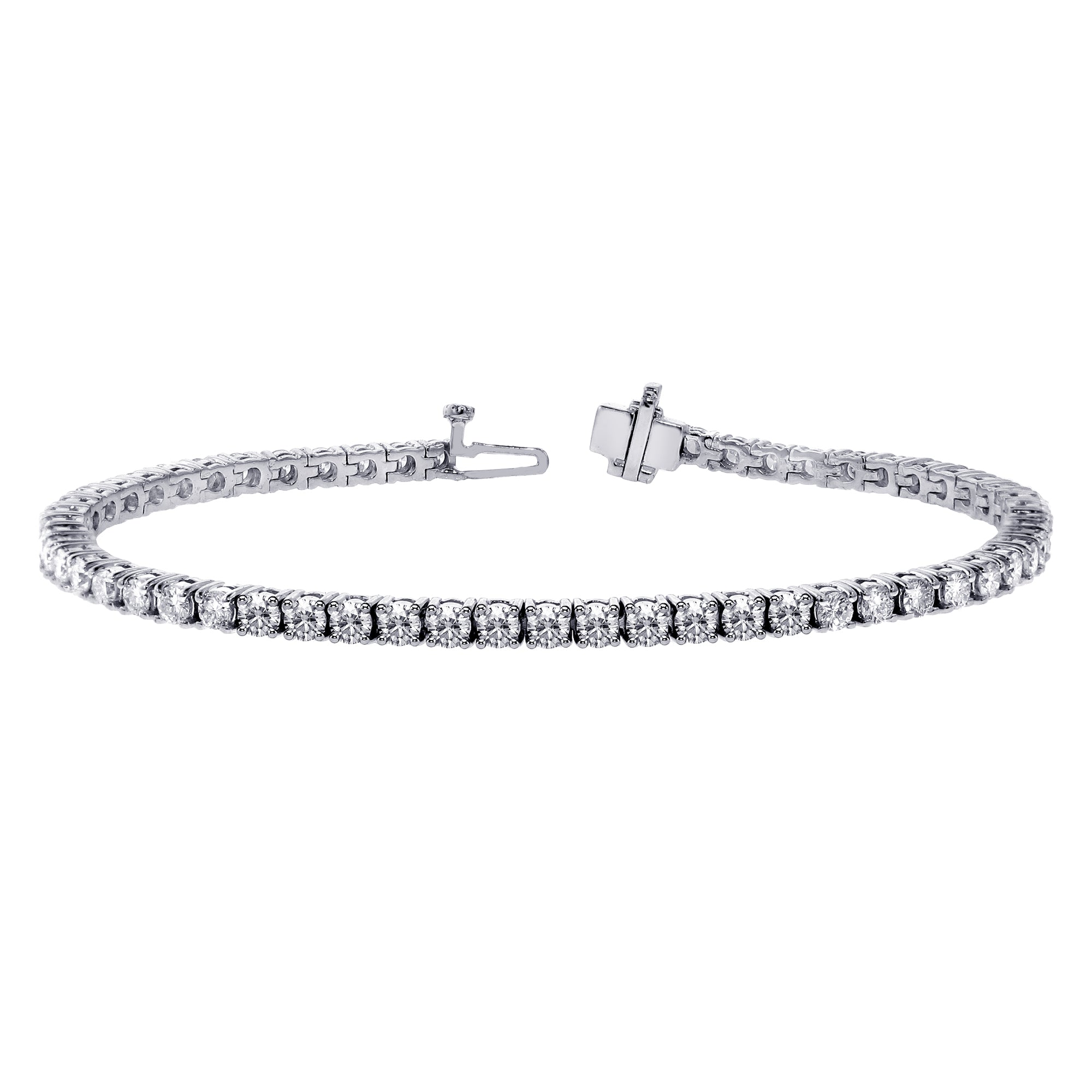 4.00 CT 4 Prong Round Diamond Tennis Bracelet in 14k White Gold G/SI1
