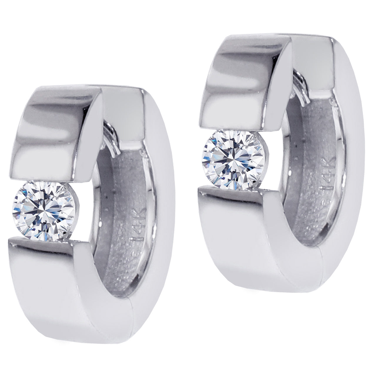 0.65 CT Large Diamond Hoops/Huggies in 14k White/Yellow Gold