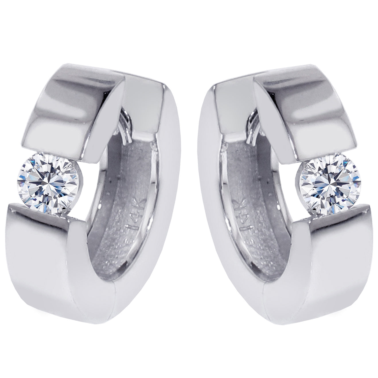 0.65 CT Large Diamond Hoops/Huggies in 14k White/Yellow Gold