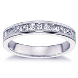 0.70 CT Princess Cut Diamond Wedding Band in White/Yellow/Rose Gold Channel Setting