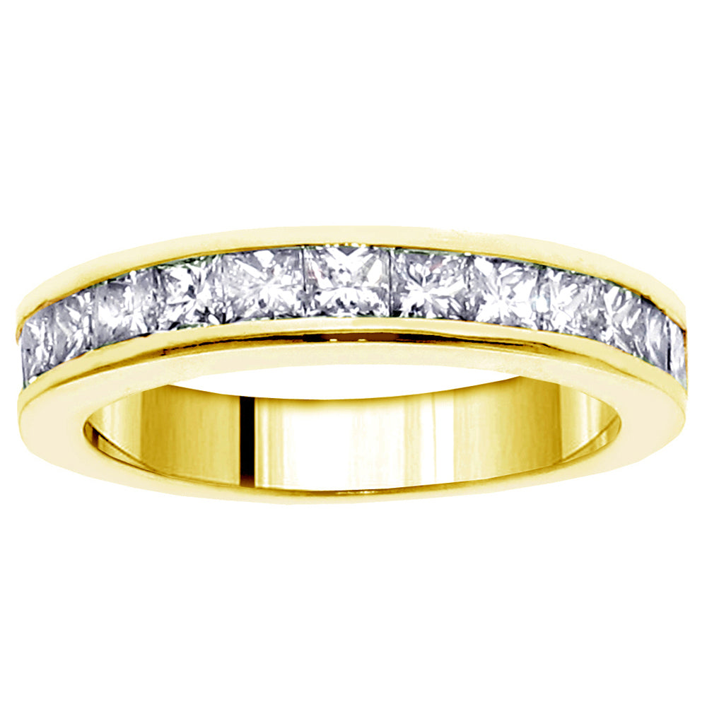 1.35 CT Channel Set Princess Cut Diamond Wedding Band in 14k White/Yellow Gold