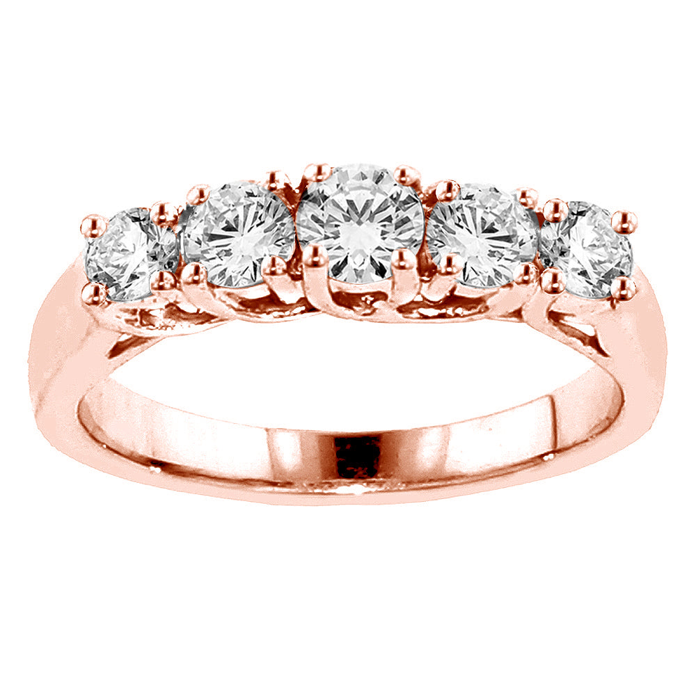 1.00 CT Braided Prong Set Round Diamond Wedding Band in 14k White/Yellow/Rose Gold