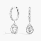 2.5-2.6 CT Lab Grown Diamond Pear Halo Dangle Earrings in 14K White Gold