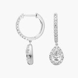 2.5-2.6 CT Lab Grown Diamond Pear Halo Dangle Earrings in 14K White Gold