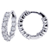 4.50 CT Large Diamond Inside/Outside Hoop Earrings in 14k White Gold