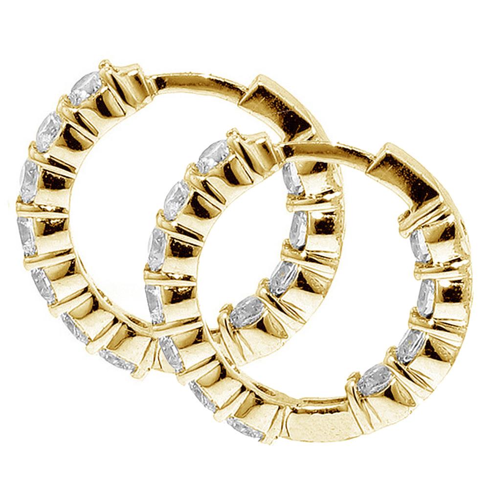 4.50 CT Large Diamond Inside/Outside Hoop Earrings in 14k Yellow Gold