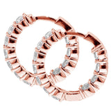 4.50 CT Large Diamond Inside/Outside Hoop Earrings in 14k Rose Gold