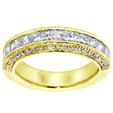 2.00 CT Princess-Cut Diamond Wedding Band with Round Side Stones in 14k White/Yellow Gold