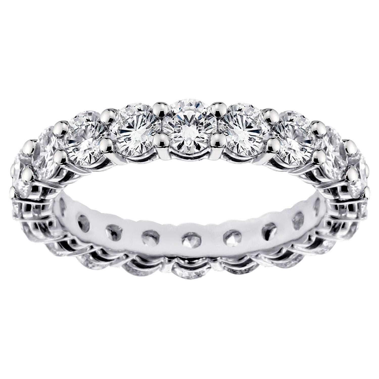 2.75 CT Shared Prong Round Diamond Eternity Wedding Band in 14k White Gold