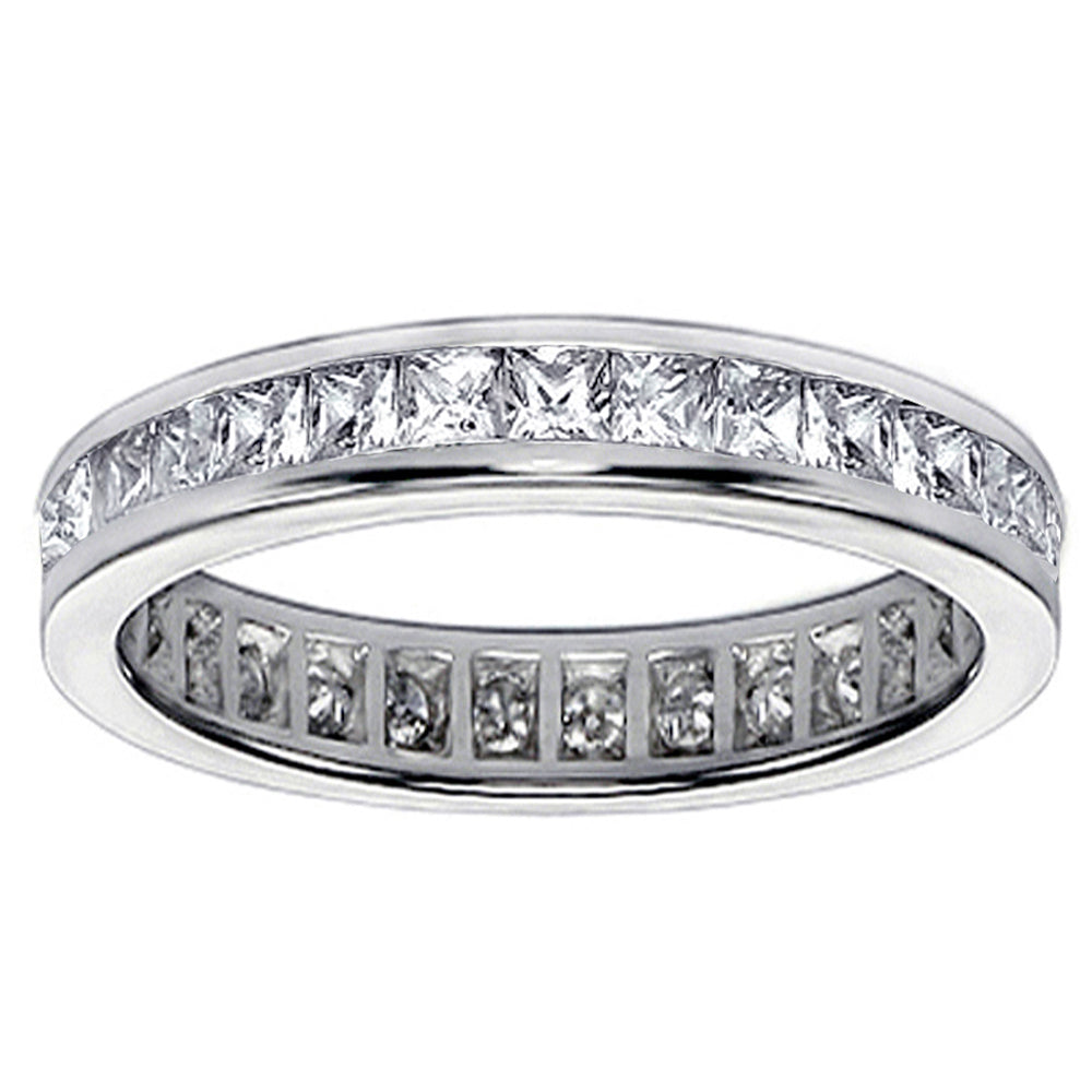 1.80 CT Princess Cut Diamond Eternity Wedding Band in 14k White Gold