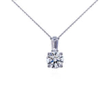 1.30 CT Round and Baguette CZ Pendant in Sterling Silver
