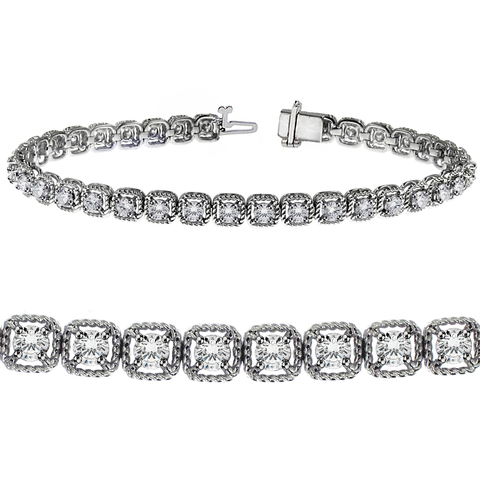 Diamond Halo Tennis Bracelet in 14k White Gold – Elite Fine Jewelers
