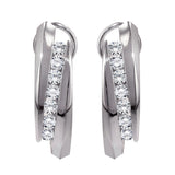 1.00 CT Channel Set Diamond Huggie Earrings in 14k White/Yellow Gold