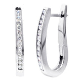 0.80 CT Channel Set Diamond Hoop Earrings in 14k White Gold