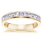0.70 CT Princess Cut Diamond Wedding Band in White/Yellow/Rose Gold Channel Setting