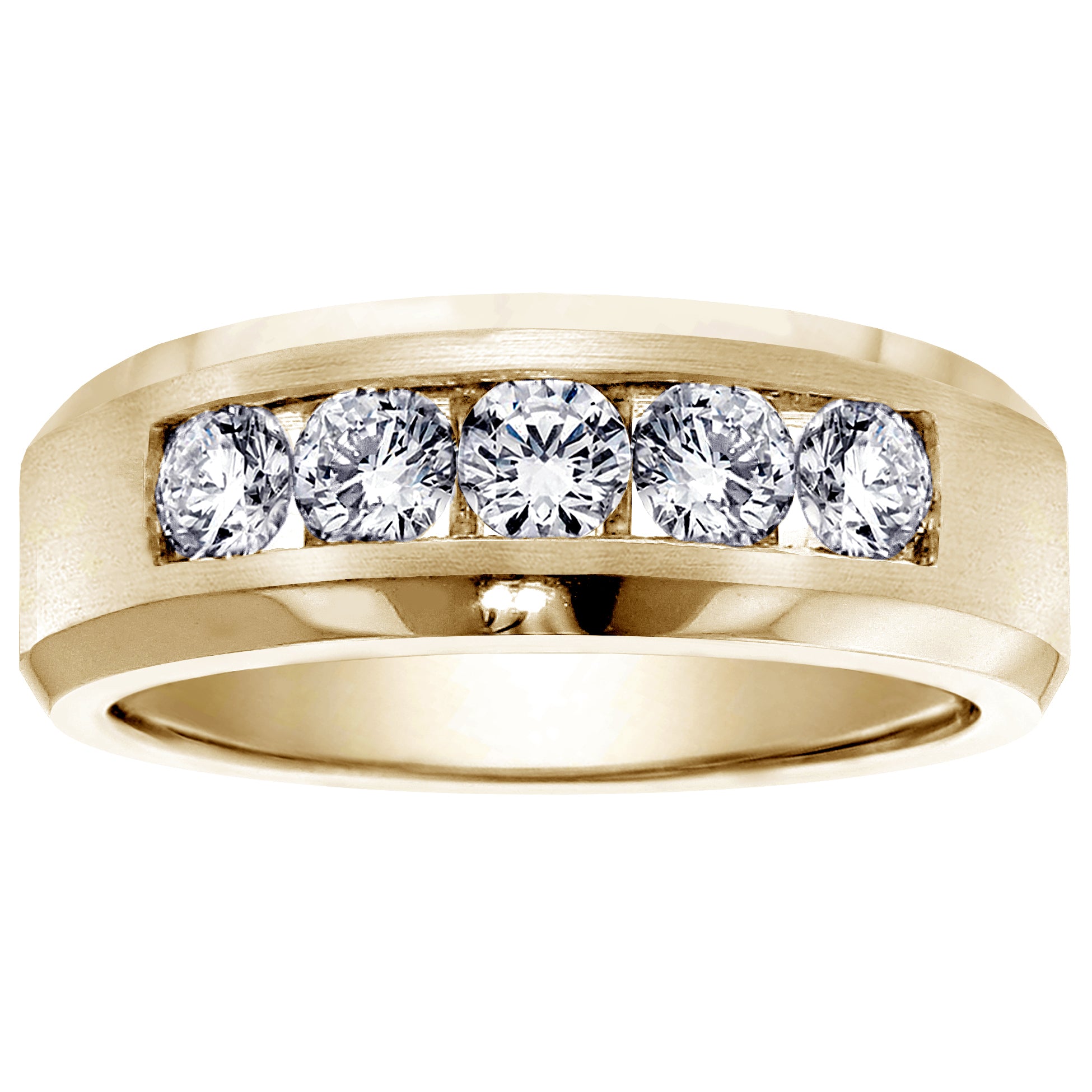 1.00 CT 5-Stone Channel Set Diamond Mens Wedding Ring in 14k White/Yellow/Rose Gold