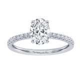 1.60 CT Hidden Halo Oval Diamond Engagement Ring in White Gold or Platinum