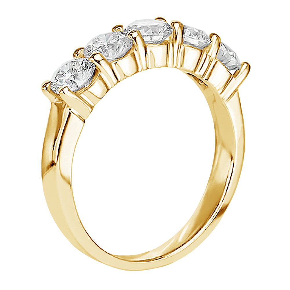 1.15 CT Classic Shared Prong Diamond Wedding Ring in 14k White/Yellow Gold