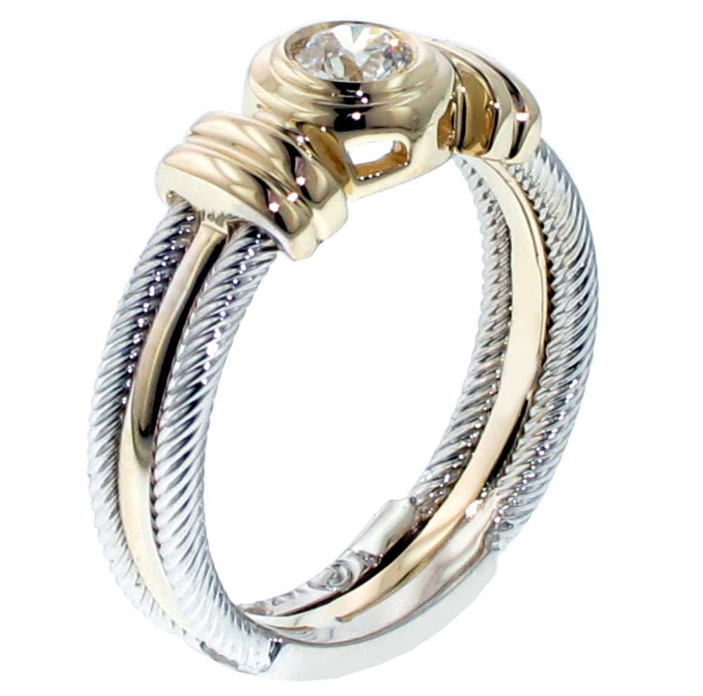 0.25 CT 14k Gold Two Tone Bezel Set Diamond Anniversary Wedding Ring
