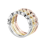 0.90 CT Round Diamond Wedding Tri-Color Gold Stackable Bands/Rings