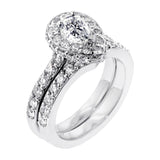 2.20 CT Pear Shape Diamond Engagement Bridal Set in 14k White Gold Pave Setting