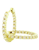 1.65 CT Diamond Inside/Outside 14k White/Yellow Gold Hoop Earrings