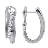 1.00 CT Channel Set Diamond Huggie Earrings in 14k White/Yellow Gold