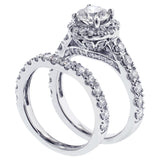 3.00 CT Prong Set Brilliant Cut Large Diamond Encrusted Engagement Bridal Set in 14k White Gold