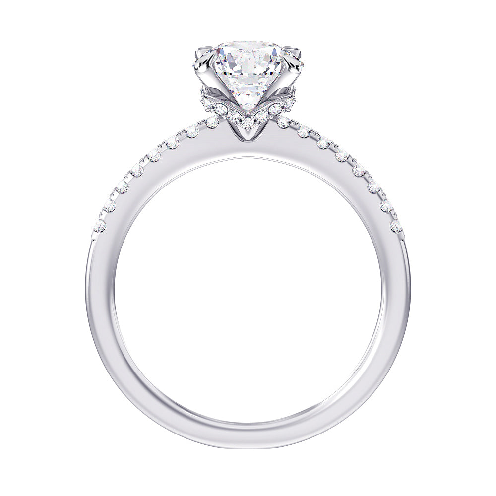 2.35 CT Hidden Halo Oval Diamond Engagement Ring in White Gold or Platinum