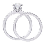 1.60 CT Hidden Halo Round Cut Diamond Engagement Bridal Set in White Gold or Platinum