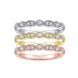 0.90 CT Round Diamond Wedding Tri-Color Gold Stackable Bands/Rings
