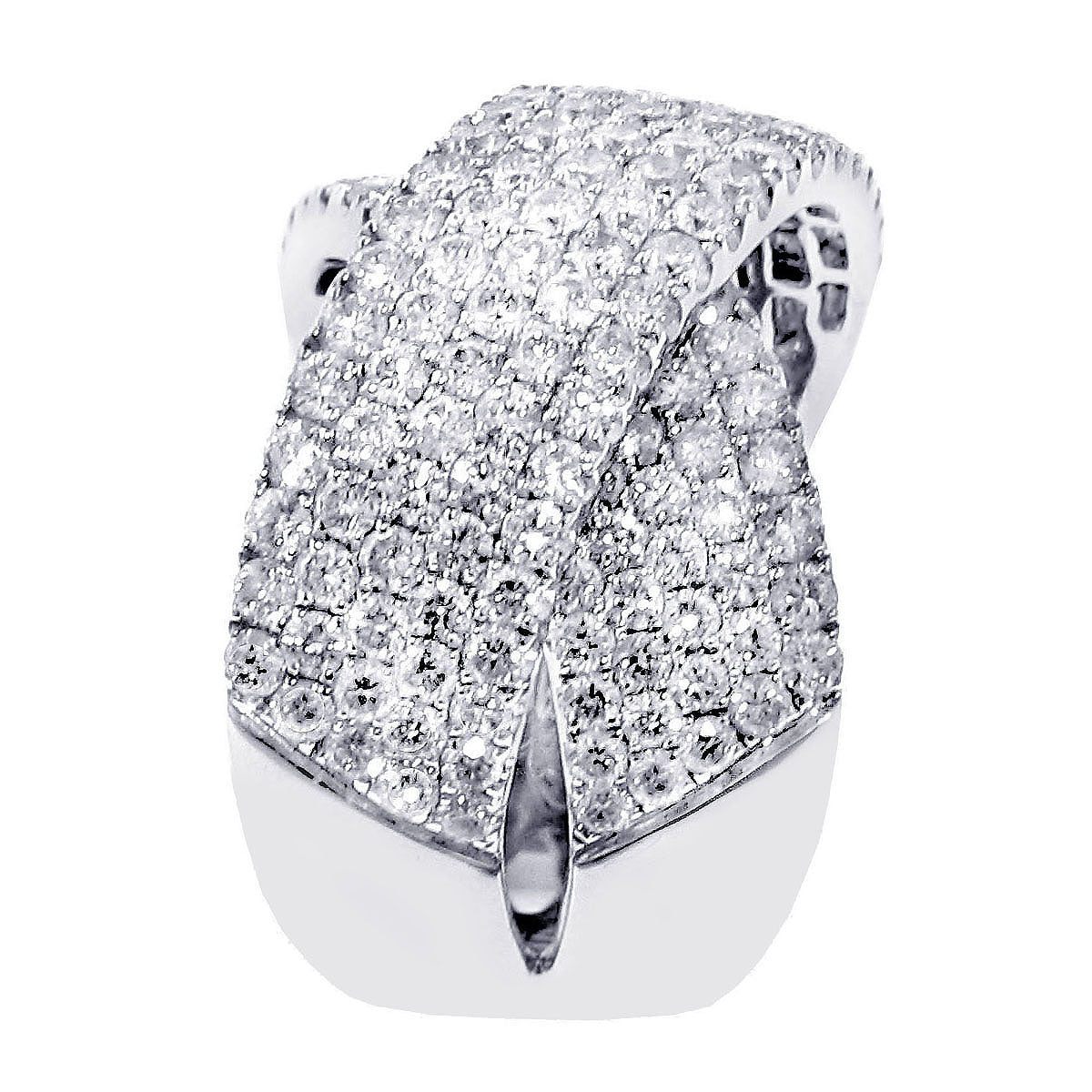 2.65 CT Diamond Crossover Anniversary Ring in 14k White Gold Pave Setting
