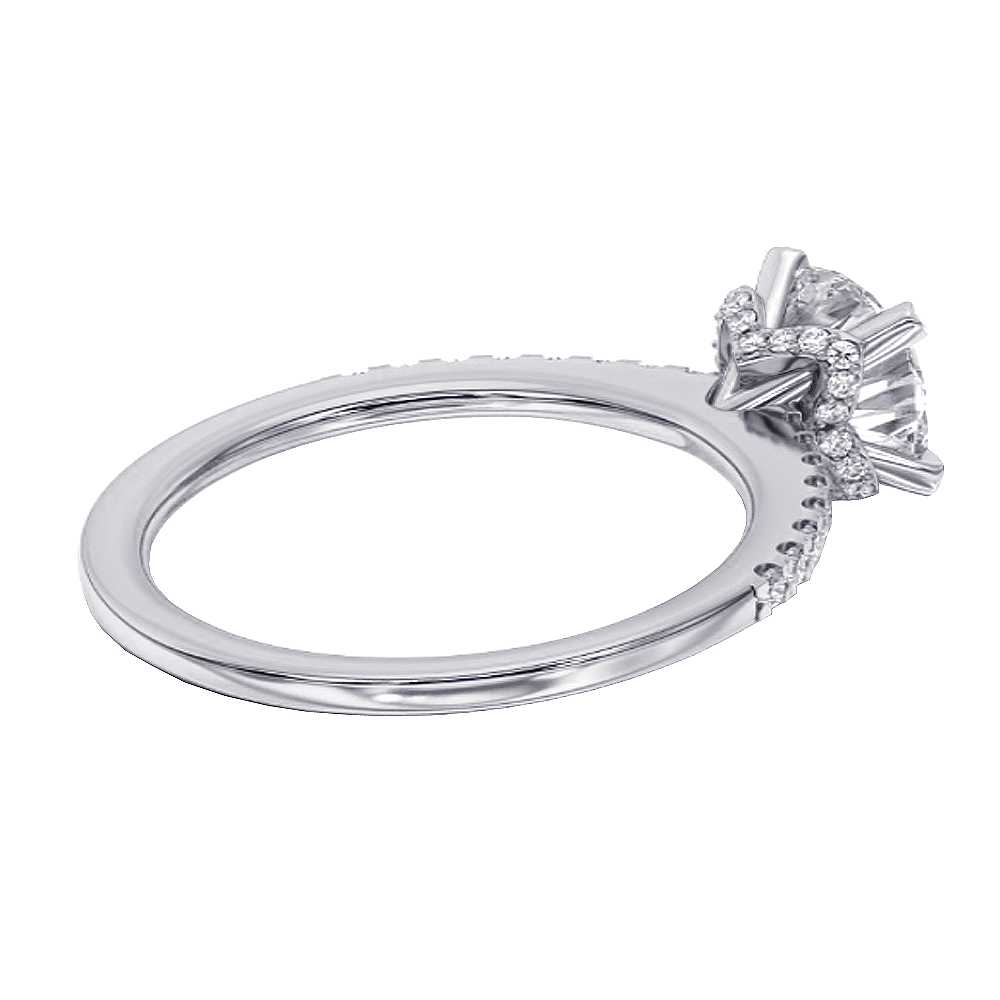 1.33 CT Hidden Halo Round Cut Diamond Engagement Ring in White Gold or Platinum